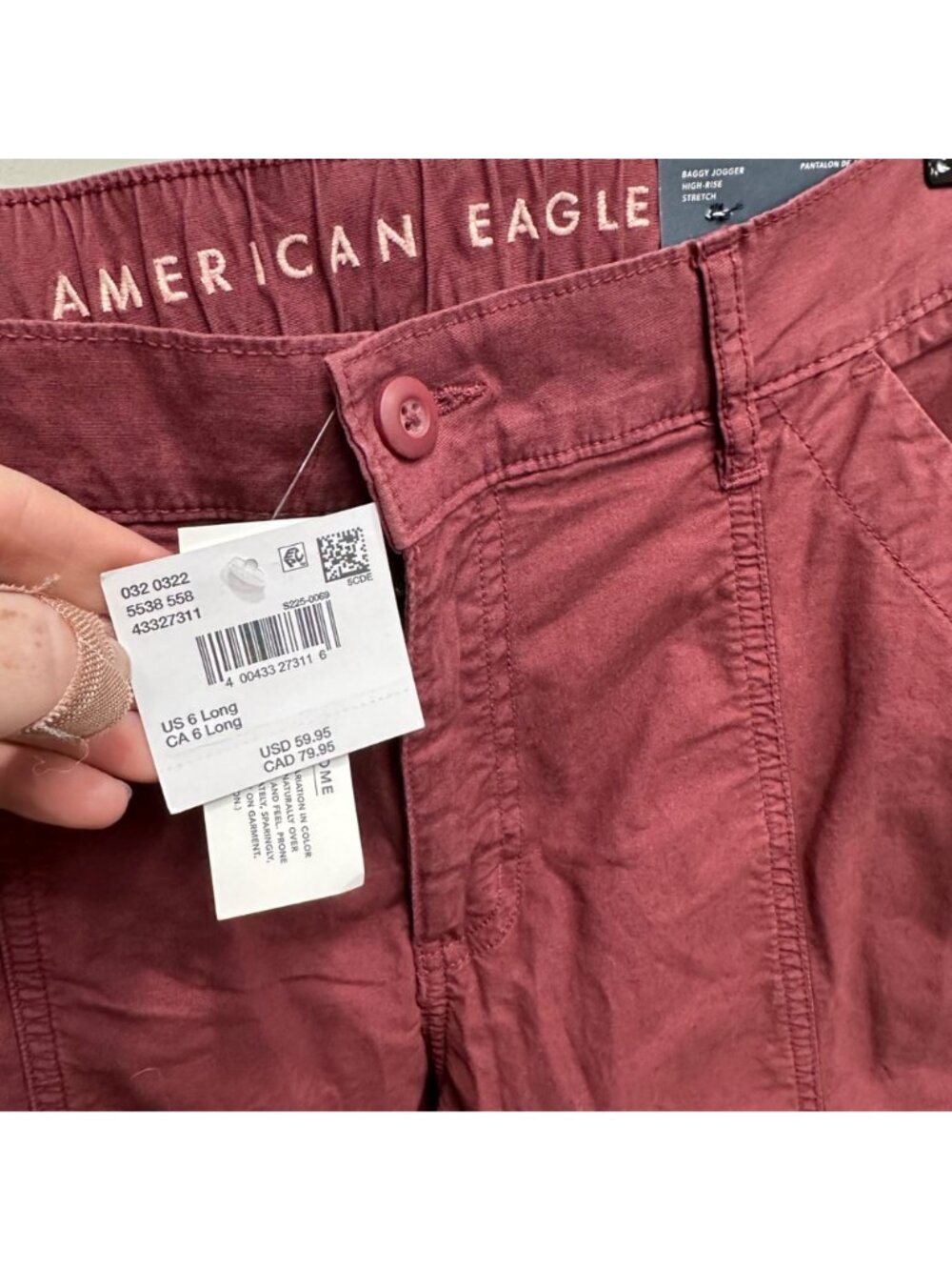 American Eagle Baggy High Rise Stretch Jogger Pants Womens size 6 Long New - Picture 2 of 10